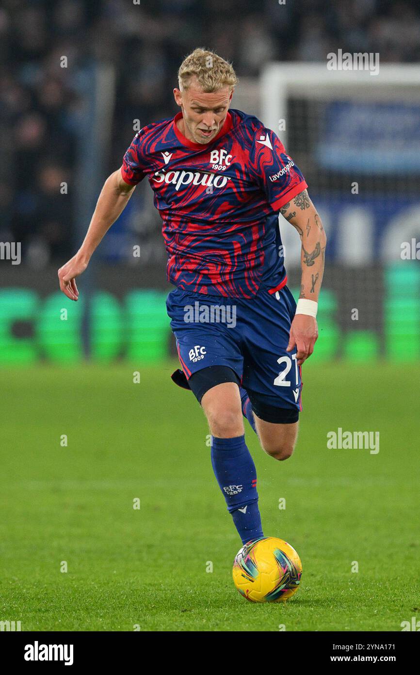 Rom, Italien. November 2024. Olimpico Stadium, Rom, Italien - Jens Odgaard von Bologna FC während der Serie A Enilive Football Match, Lazio vs Bologna, 24. November 2024 (Foto: Roberto Ramaccia/SIPA USA) Credit: SIPA USA/Alamy Live News Stockfoto