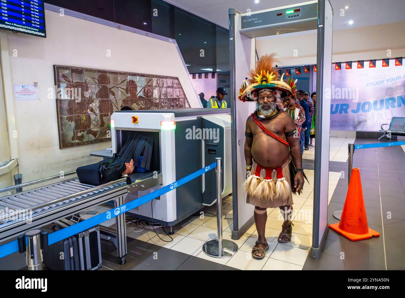 Papua-Neuguinea, Provinz National District, Port Moresby, Flughafen Jackson, Inlandsterminal, traditioneller Häuptling Mundiya Kepanga Stockfoto