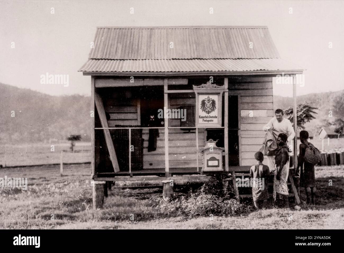 Papua-Neuguinea, Ostneubritisch, historische Fotografie von Rabaul während der deutschen Kolonialzeit, Postamt Stockfoto