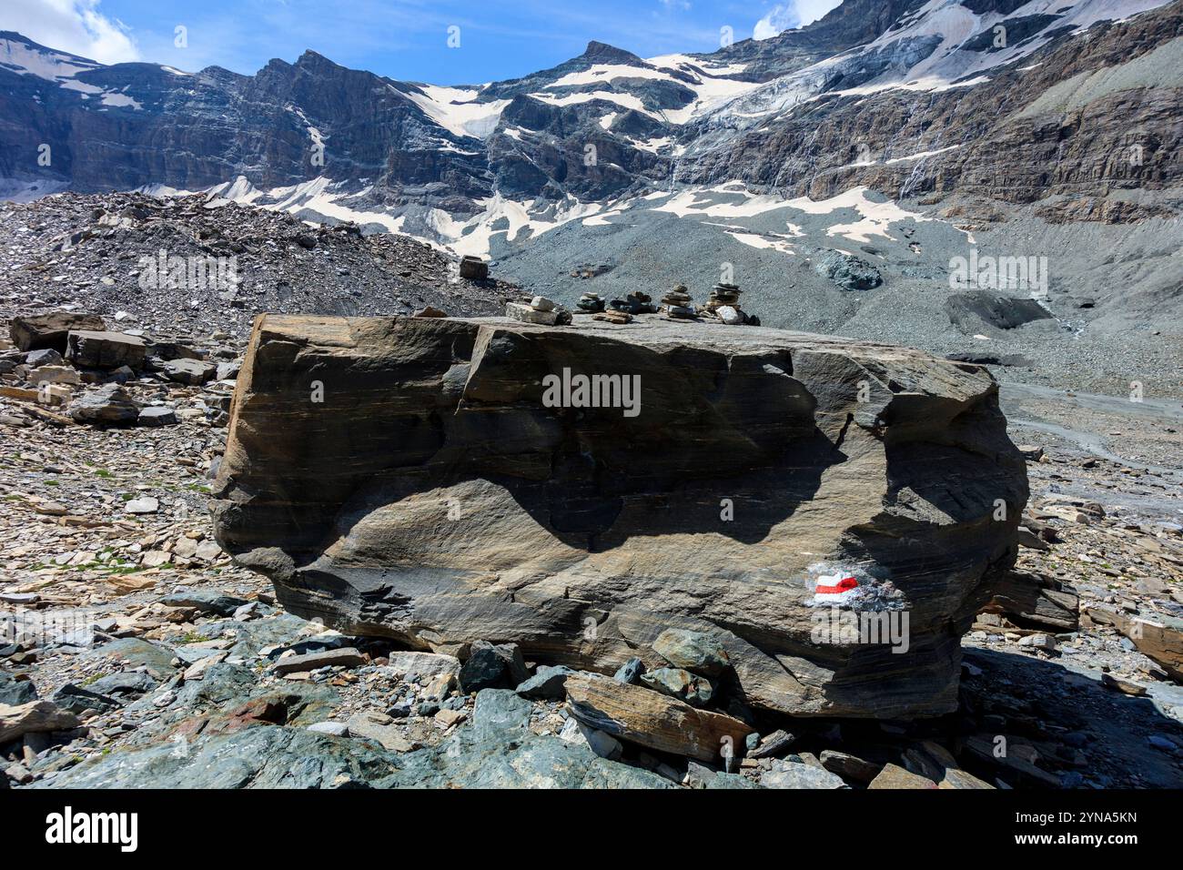 Schweiz, Kanton Wallis, Zermatt, Matterhorn Gletscher Trail am Fuße des Matterhorns oder Cervin Stockfoto