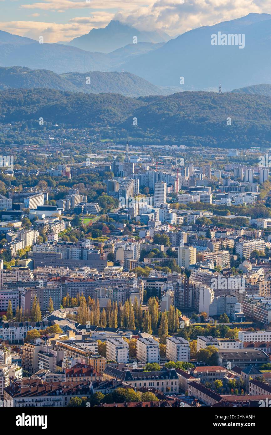 Frankreich, Isere, Grenoble, Panoramablick vom Bastille Fort Stockfoto