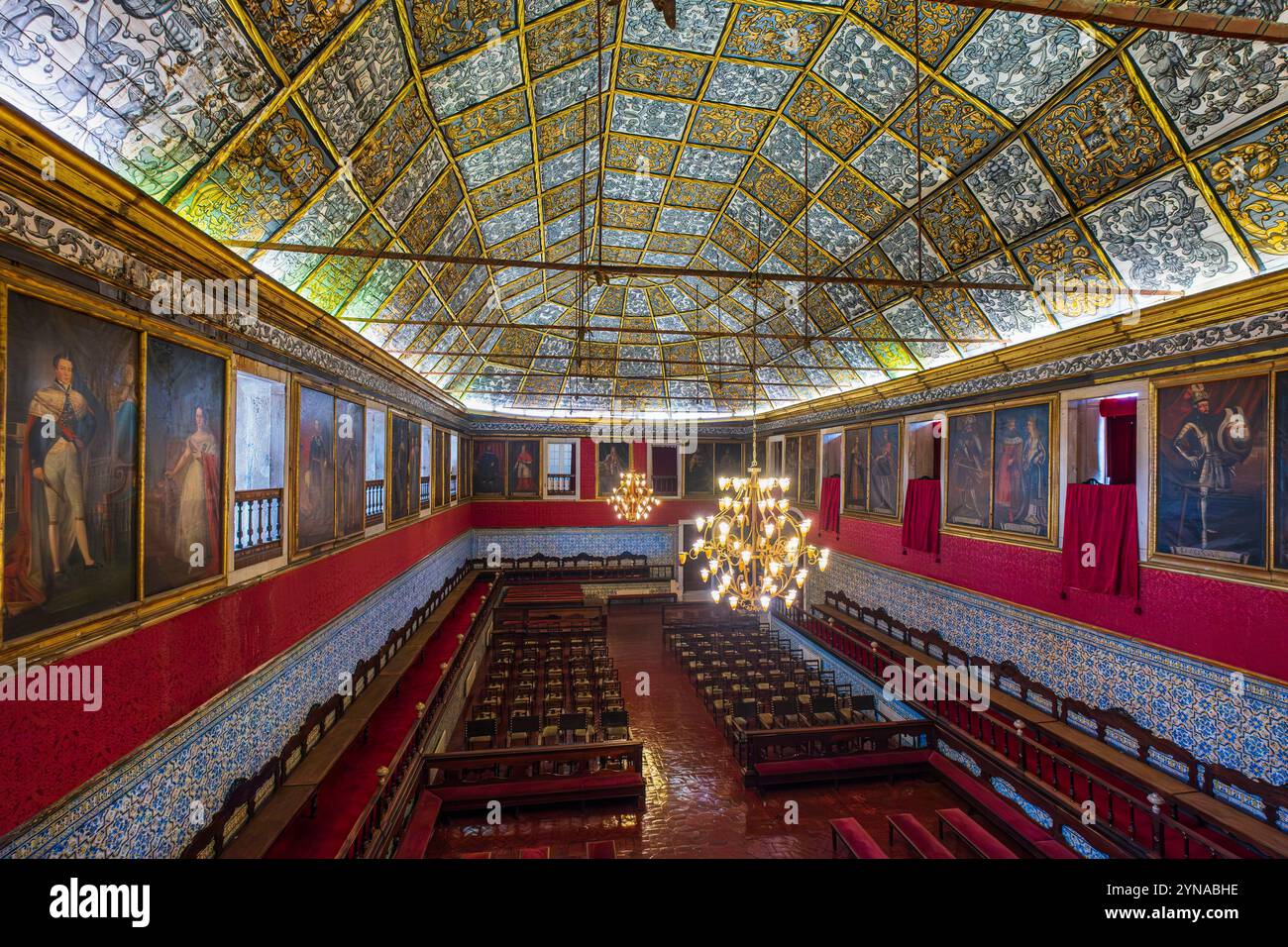 Portugal, Zentralregion, Coimbra, Universität von Coimbra (Weltkulturerbe), 1290 von König Dinis gegründet, der Königspalast, die große Halle der Akte, ehemaliger Thronsaal Stockfoto
