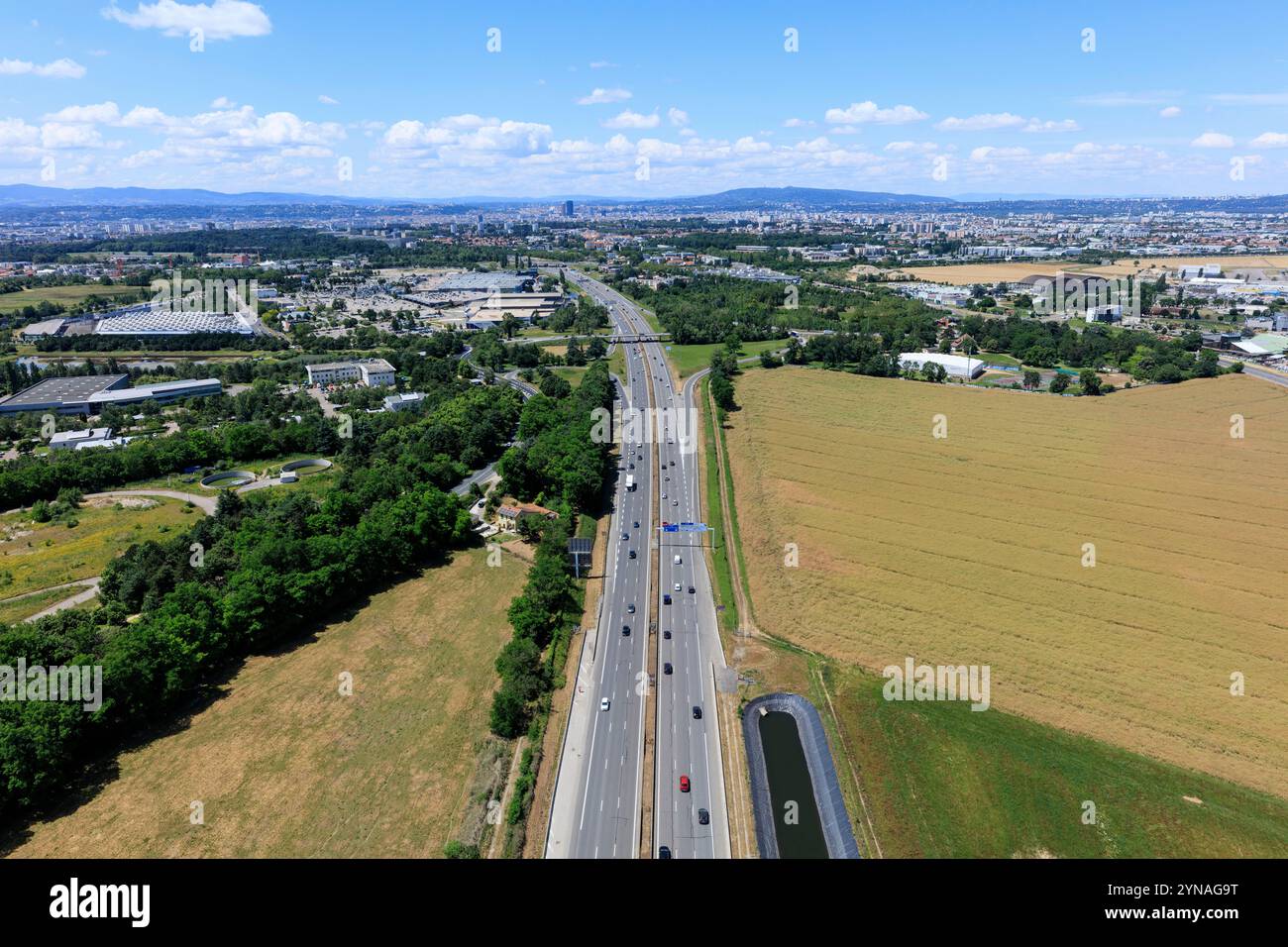 Frankreich, Rhone(69), Saint Priest, autoroute A43 (gue aerienne) Stockfoto