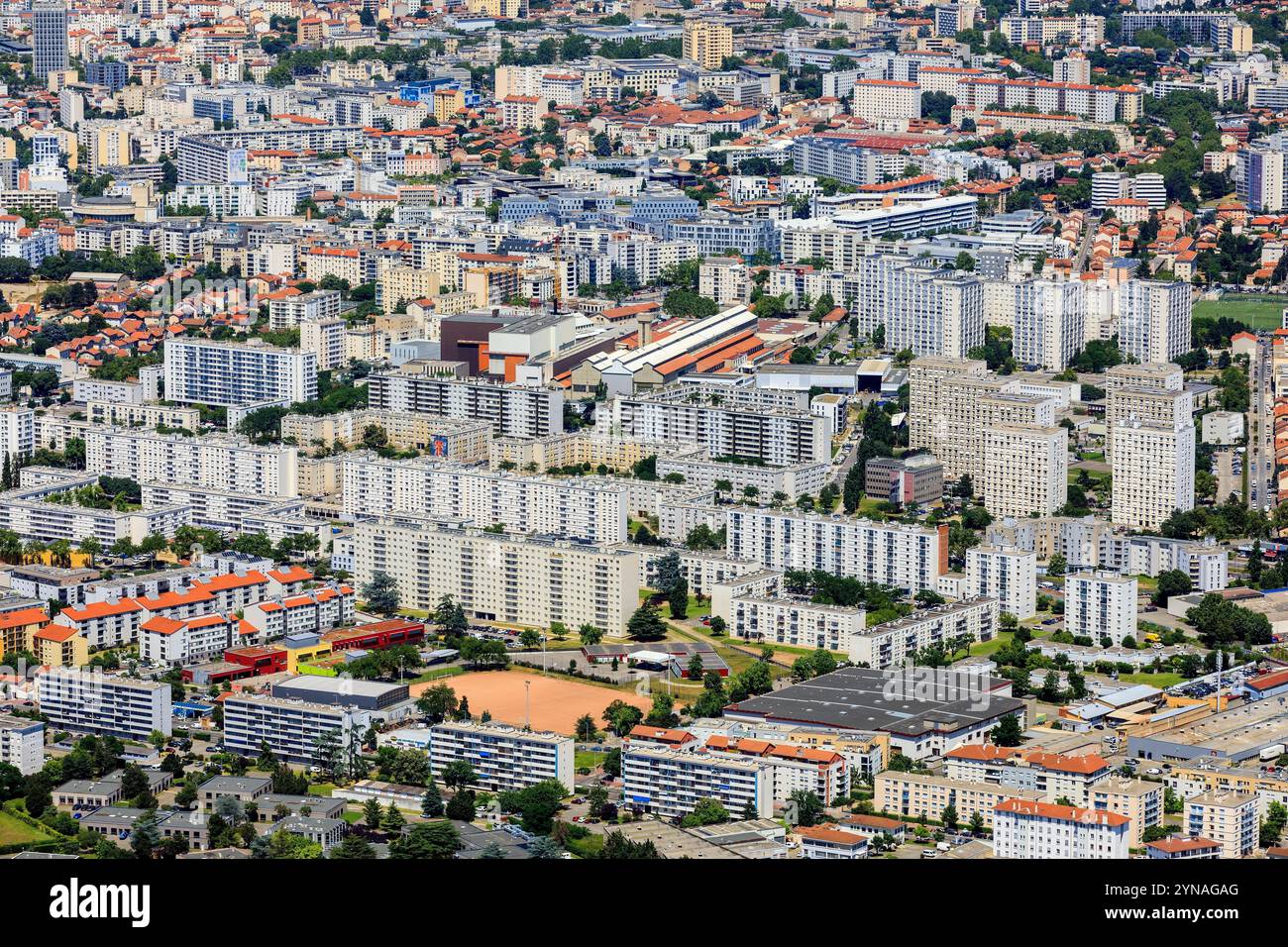 France, Rhone(69), Lyon , Quartier du 8eme Arrondissment, Boulevard des Etats Unis (vue aerienne) Stockfoto