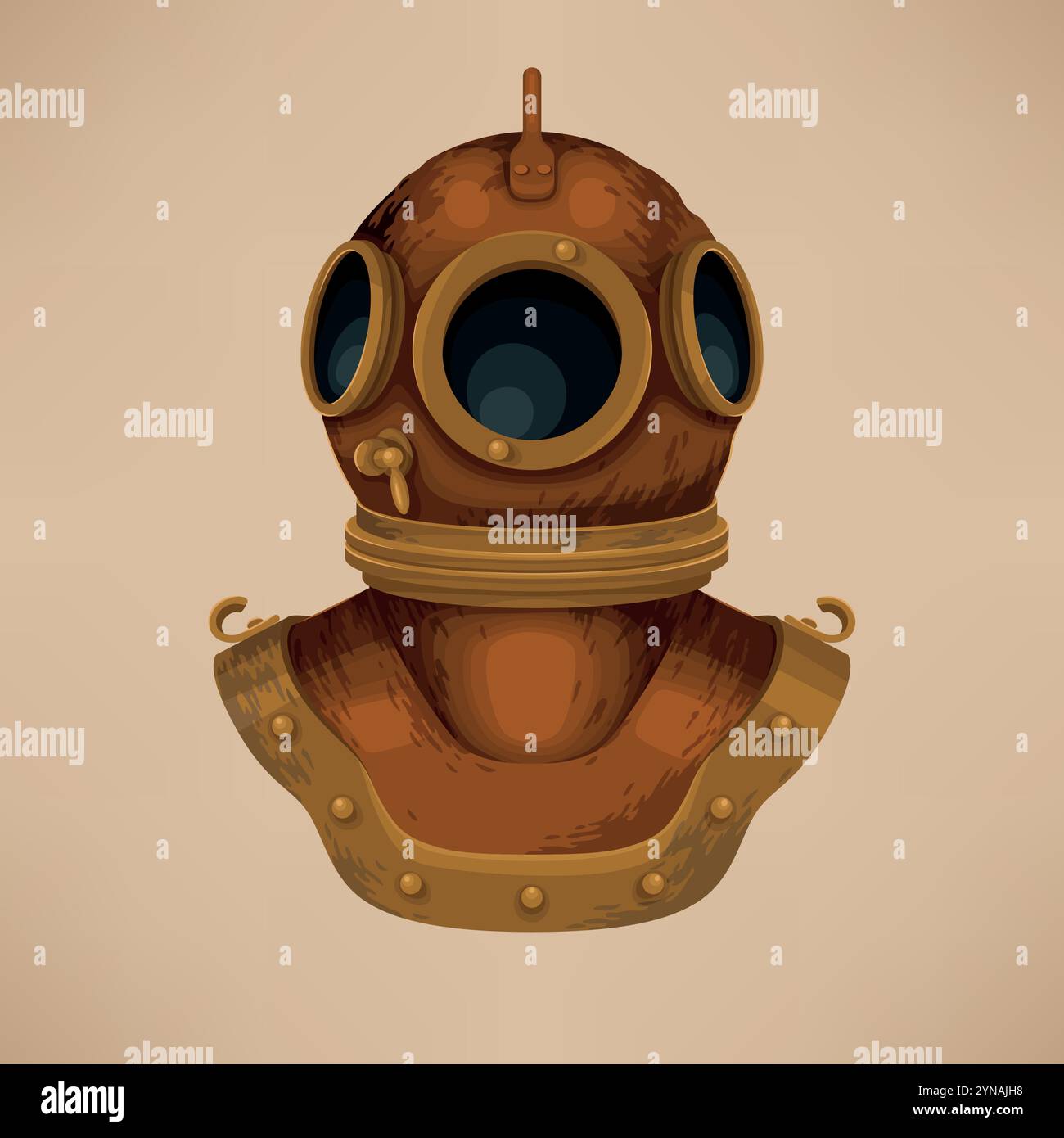 Illustration eines Retro-Tauchhelms Stock Vektor