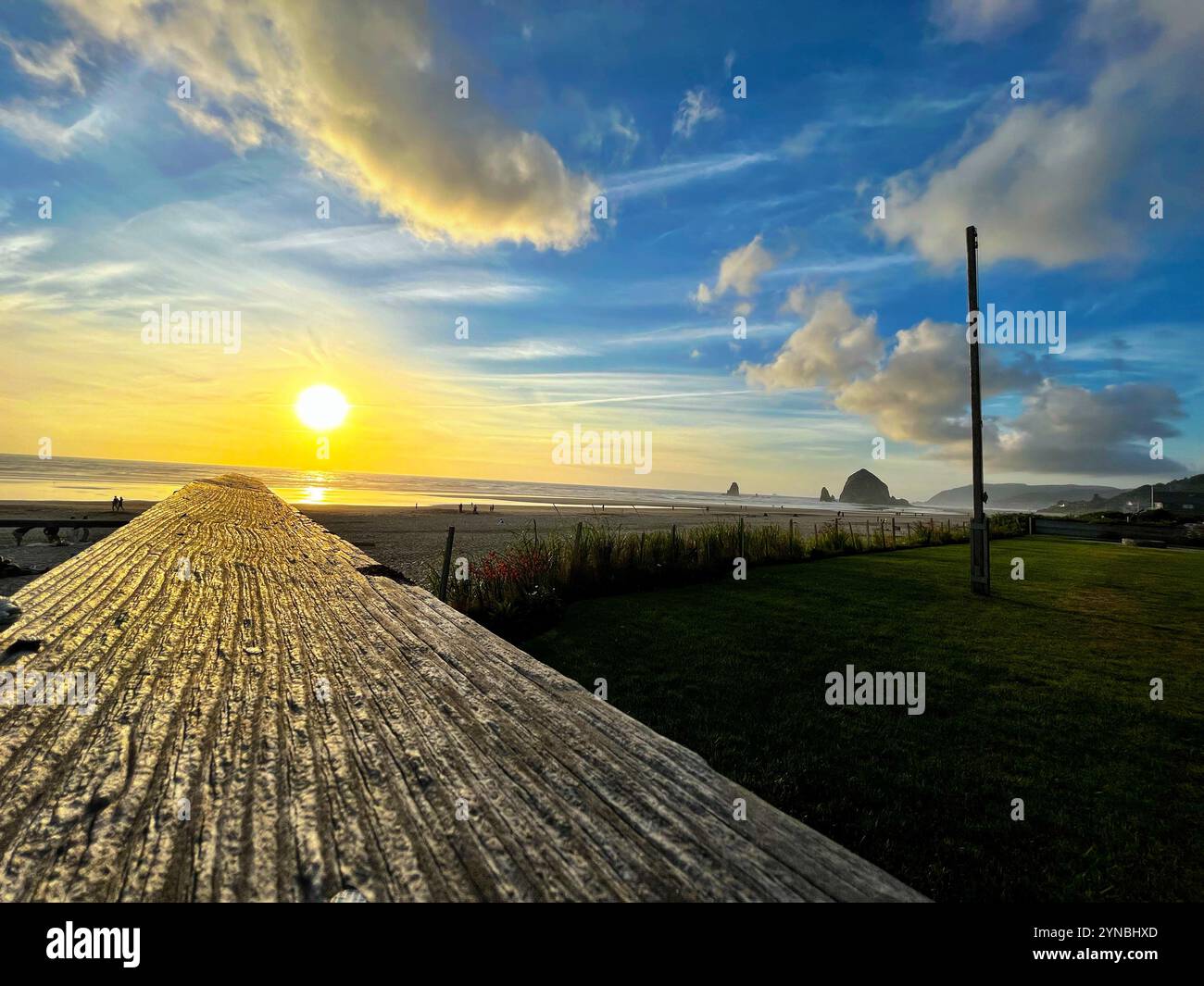 Sonnenuntergang in Cannon Beach - Smartphone-aufgenommenes Stockfoto
