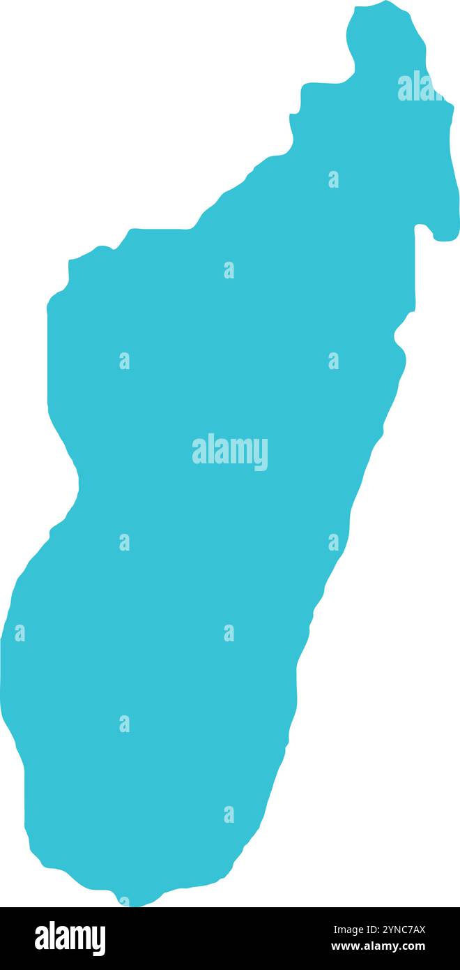 Madagaskar KARTE in Blau, Landkarte, Madagaskar, Grenzkarte, Grenzlinie Madagaskar, geografische Karte Stock Vektor