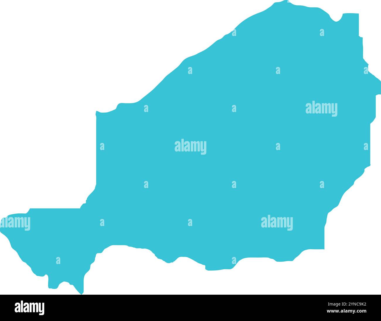 Niger KARTE in Blau, Länderkarte, Niger, Grenzkarte, Grenzlinie von Niger, geografische Karte Stock Vektor