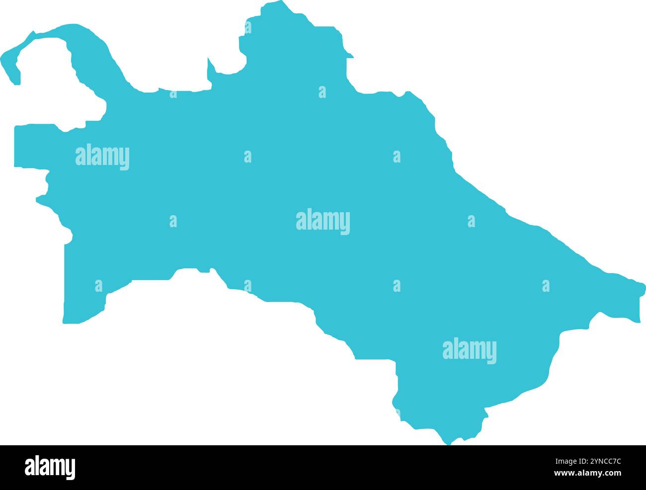 Turkmenistan KARTE in Blau, Länderkarte, Turkmenistan, Grenzkarte, Grenzlinie Turkmenistans, geografische Karte Stock Vektor