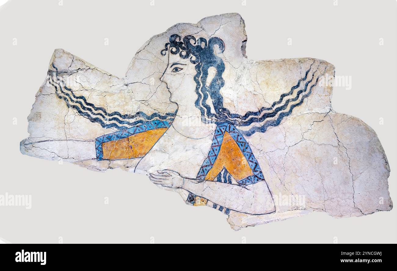 Fresko der minoischen Tänzerin. Digital restaurierte Version eines Originalartefakts. Knossos Kreta. Stockfoto