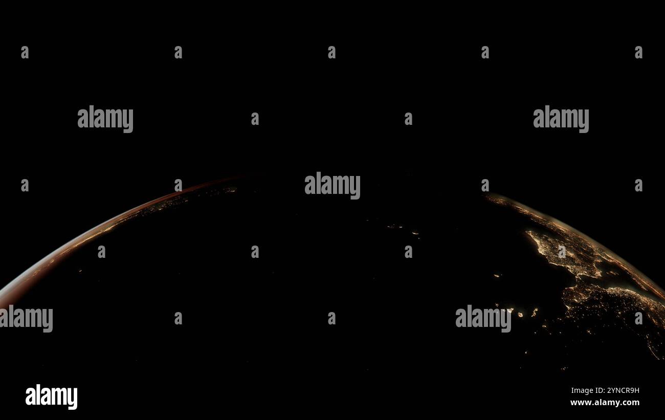 Blick auf die Erde aus dem Weltraum, haben von der Erde bei Nacht und haben am Tag, Stadtlichter von der Umlaufbahn aus gesehen Stockfoto