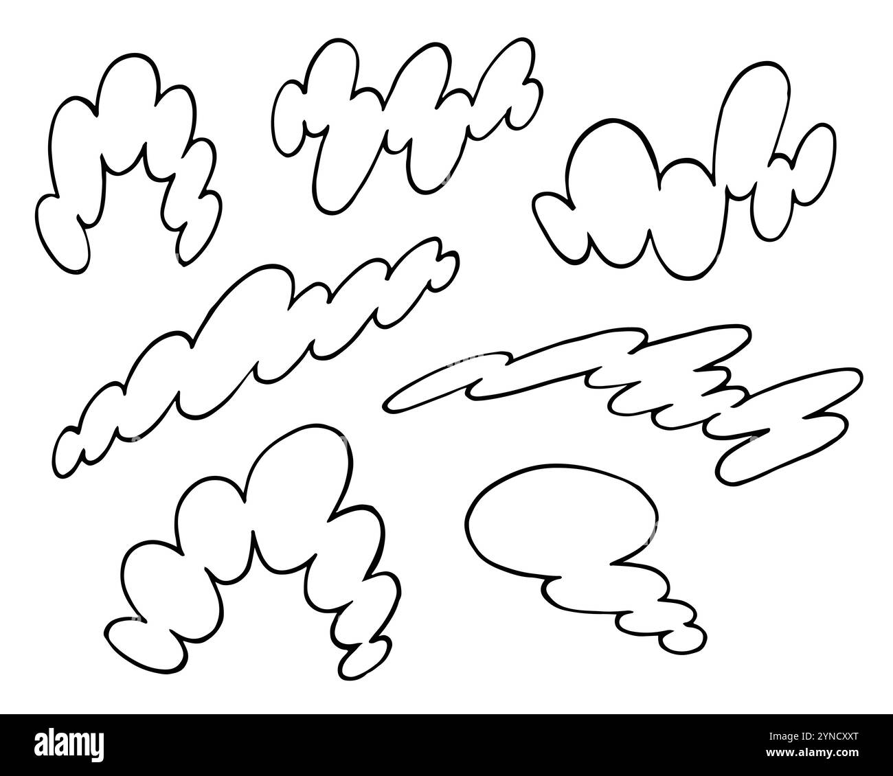 Funky Doodle-Cloud-Set im kindlichen Stil Stock Vektor