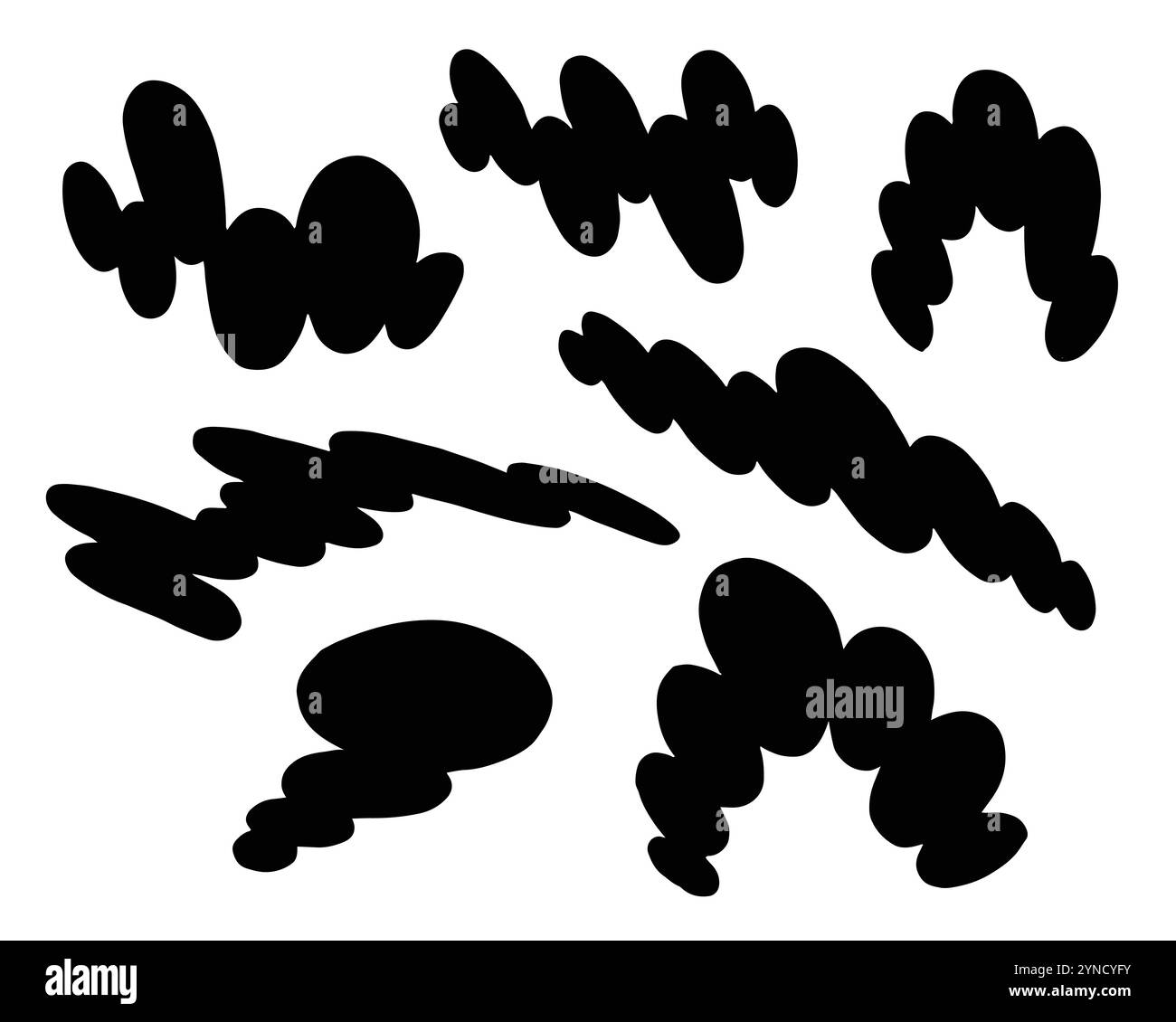 Funky Doodle-Cloud-Set im kindlichen Stil Stock Vektor