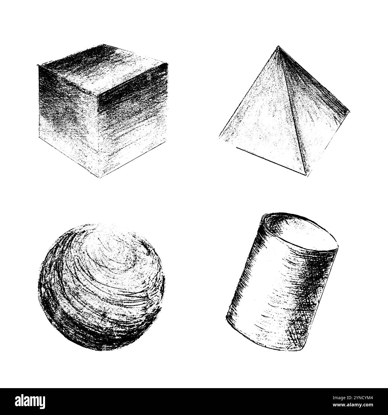 3D handgezeichnete geometrische Formen Set Stock Vektor