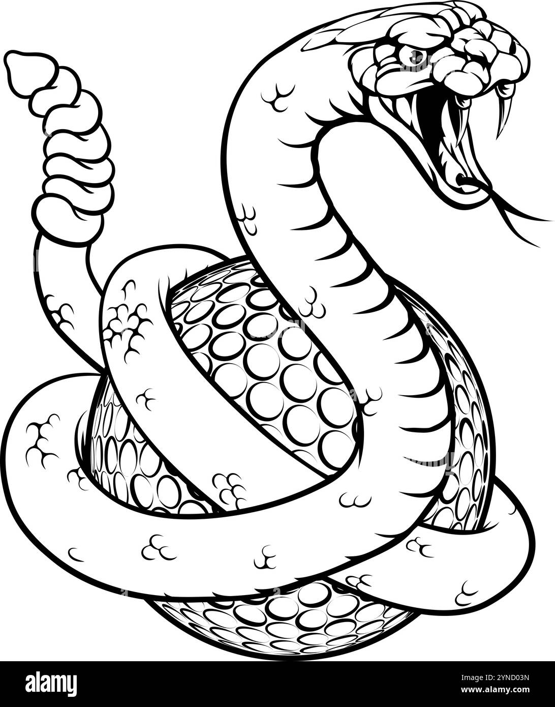 Klapperschlange Golf Ball Sportteam Cartoon Maskottchen Stock Vektor