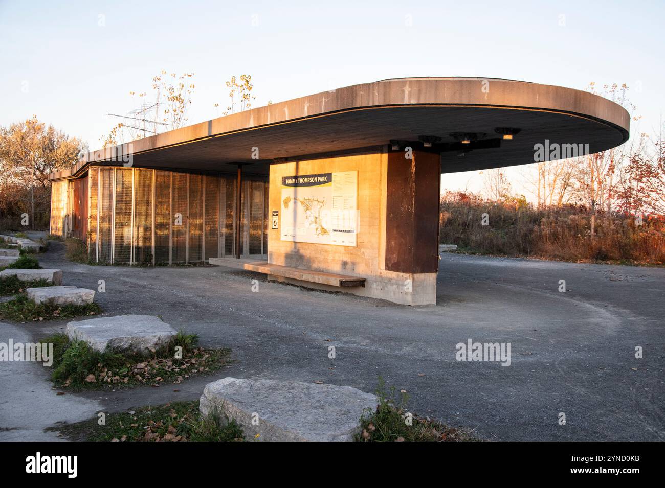 Einrichtungen Gebäude im Tommy Thompson Park in Scarborough, Toronto, Ontario, Kanada Stockfoto