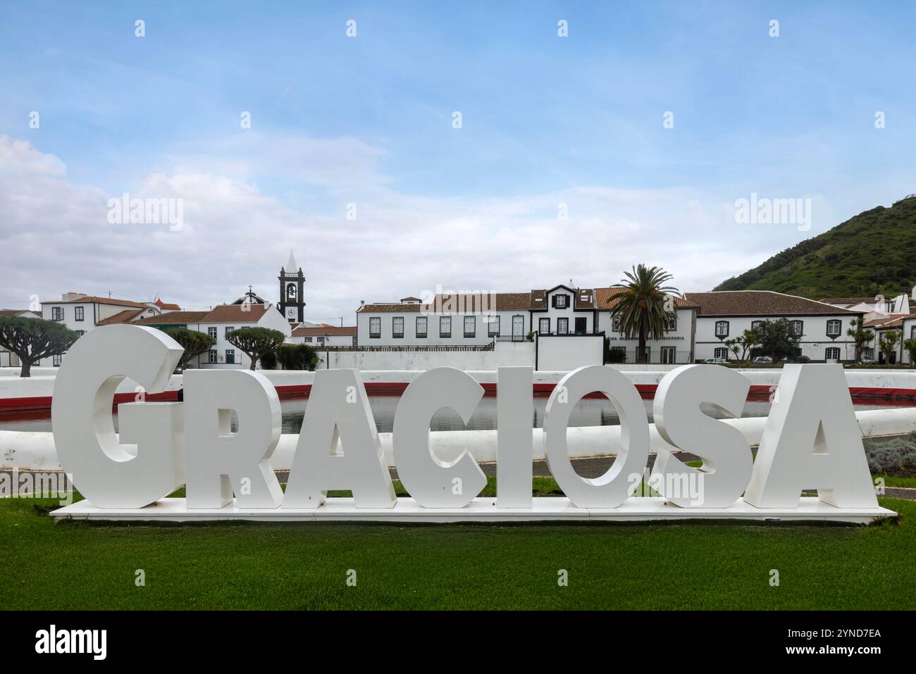 Santa Cruz da Graciosa ist die größte städtebauliche Siedlung auf der Insel Graciosa auf den Azoren. Stockfoto