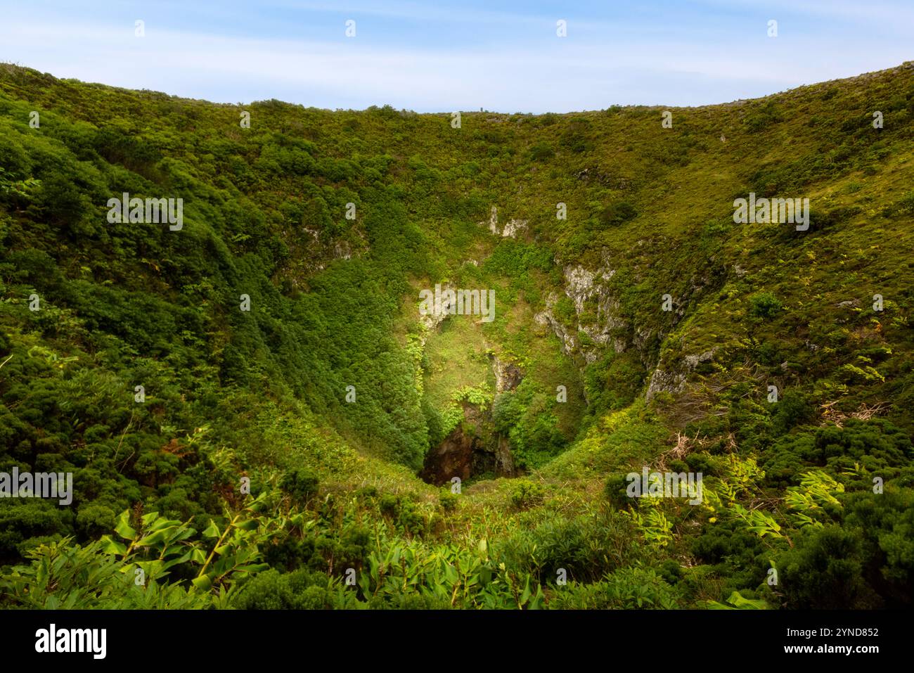 Die Caldeirinha de Pêro Botelho, auch bekannt als Algar dos Diabretes, ist eine Höhle in der Gemeinde Guadalupe, Gemeinde Santa Cruz da Gracio Stockfoto
