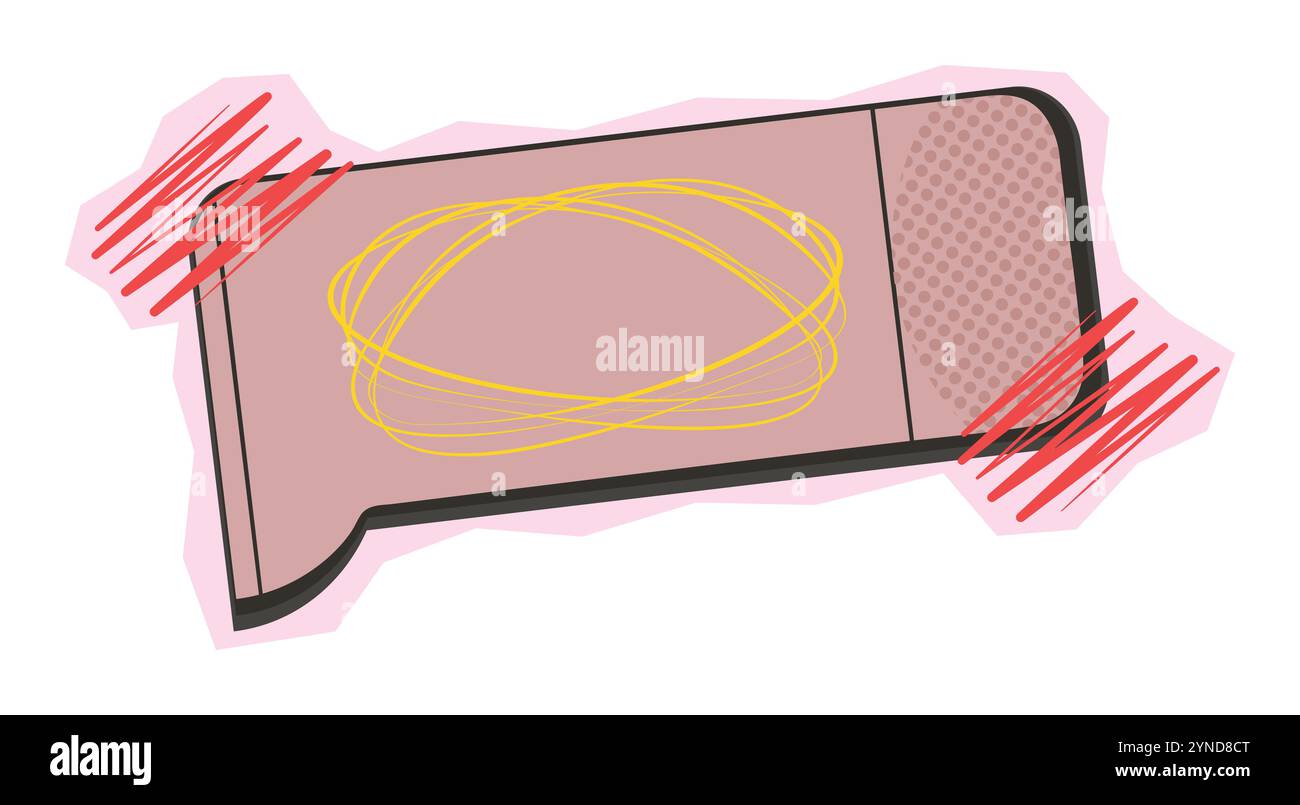 Unverständliche Botschaft mit Kritzeleien, Farb- und Halbton-Retro-Pop-Art, trendigem y2k-Symbol der Lüge, psychedelischen Zeichen, Retro-Aufkleber mit Zeitung und Stock Vektor