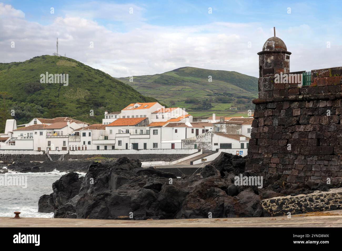 Santa Cruz da Graciosa ist die größte städtebauliche Siedlung auf der Insel Graciosa auf den Azoren. Stockfoto