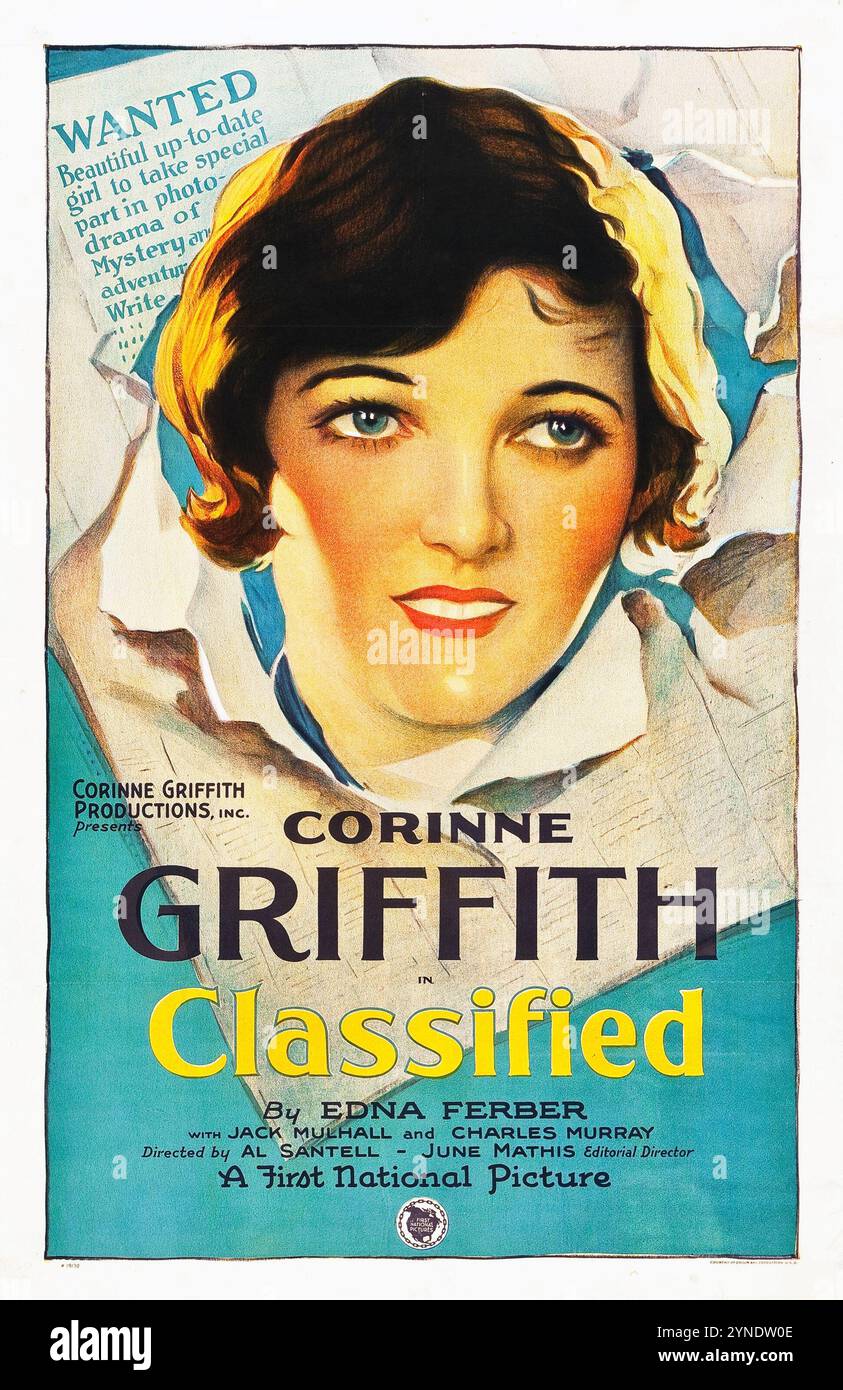 Vintage-Filmplakat für den Film 1925, klassifiziert - Corinne Griffith, Jack Mulhall und Charles Murray Stockfoto