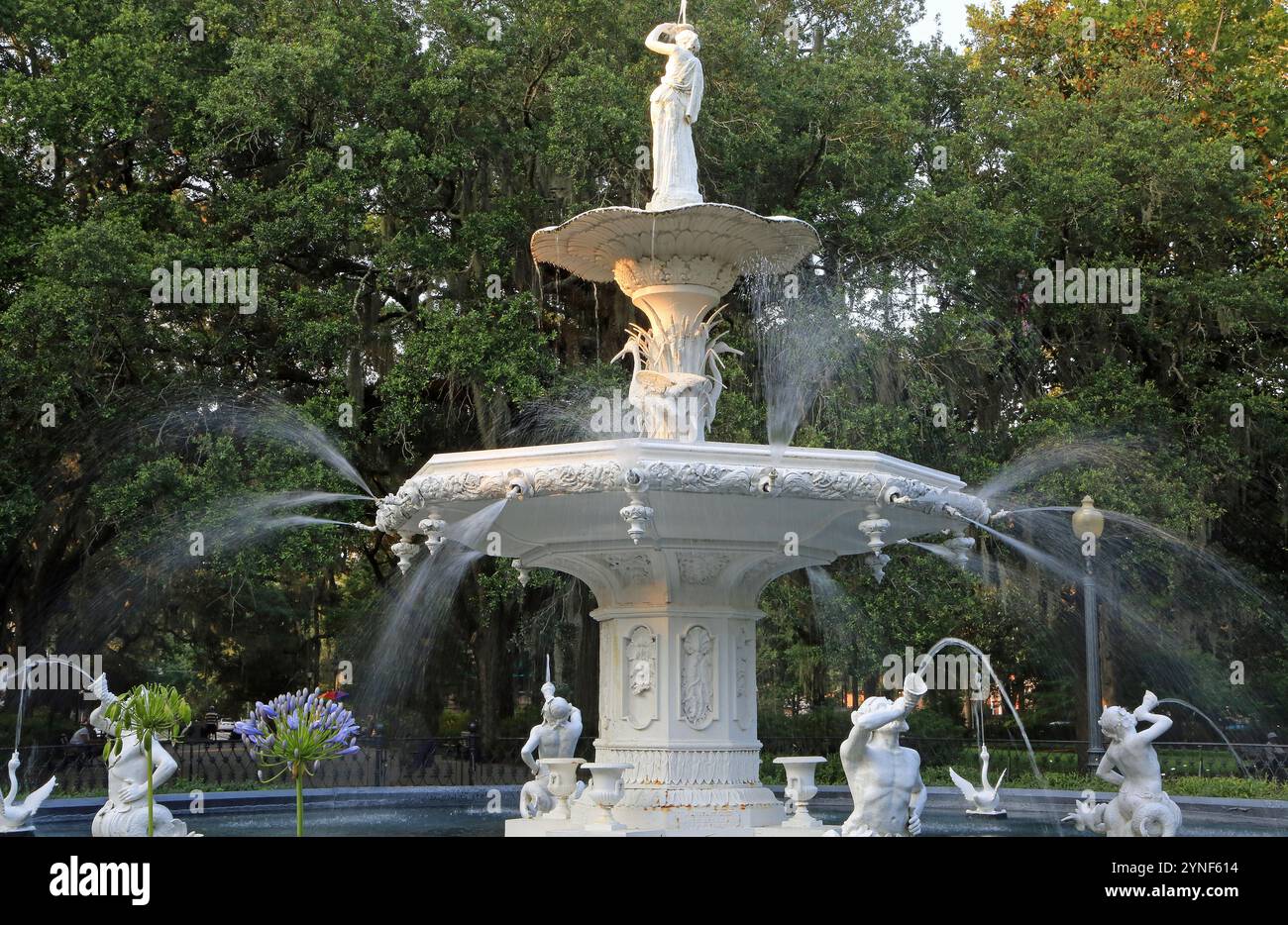 Der Brunnen aus nächster Nähe - Forsyth Park, Savannah, Georgia Stockfoto