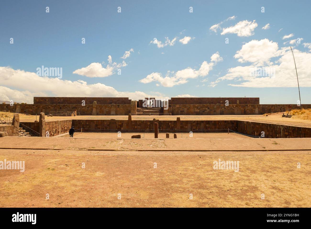 Kalasasasaya Tempel, eine wichtige präkolumbische archäologische Stätte in Tiwanaku, Bolivien Stockfoto