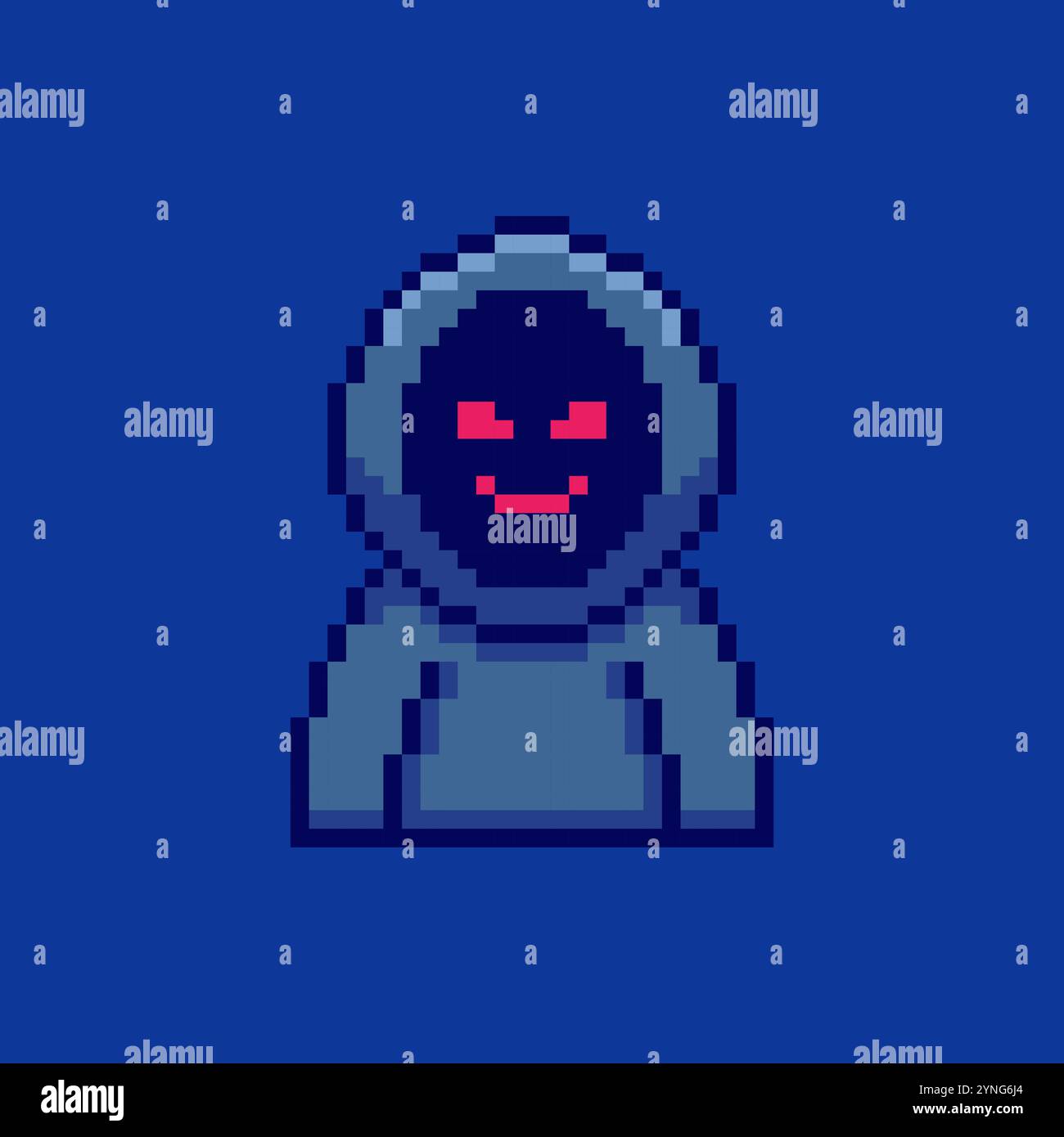 Pixelart Kapuze Bösewicht-Spiel-Asset-Design Stock Vektor