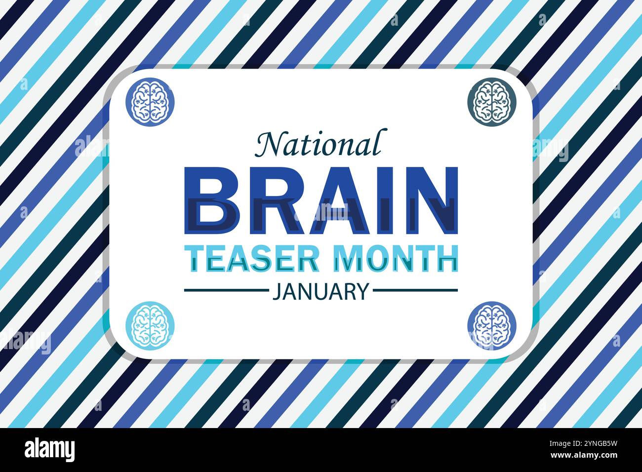 National Brain Teaser Monat Januar Moderne Illustration. Geeignet für Grußkarten, Poster und Banner. Stock Vektor