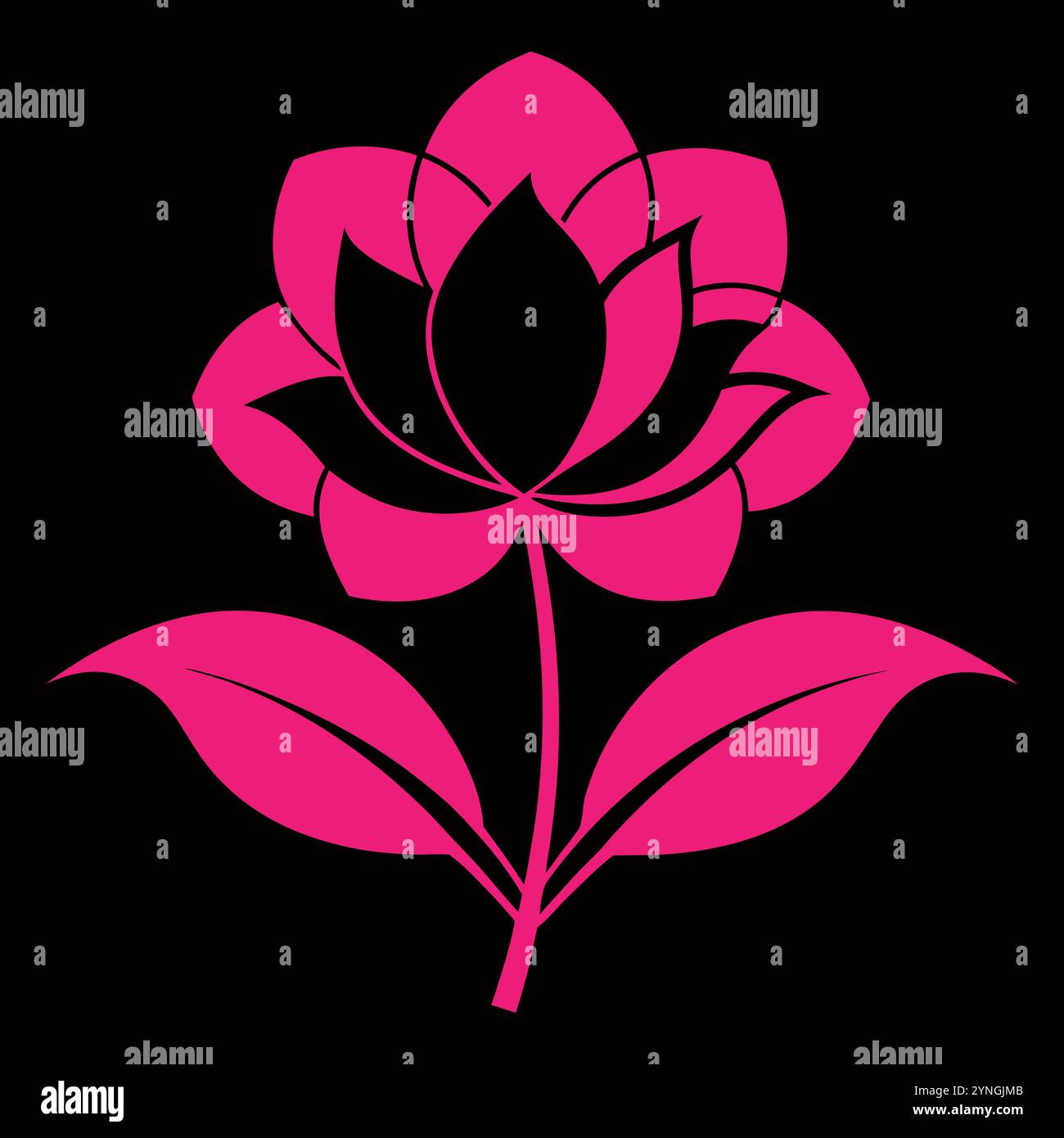 Eine rosa Blume mit schwarzen Blättern Vektor-Illustration Design. Stock Vektor