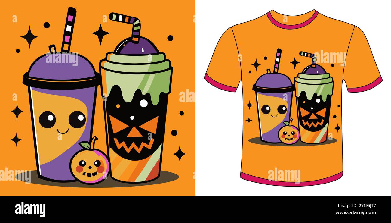 Glückliches Halloween Design, Halloween T-Shirt Kürbis Patch Cutie, gruseliges Halloween, T-Shirt Design Vorlage Vektor Illustration Design Design Design. Stock Vektor