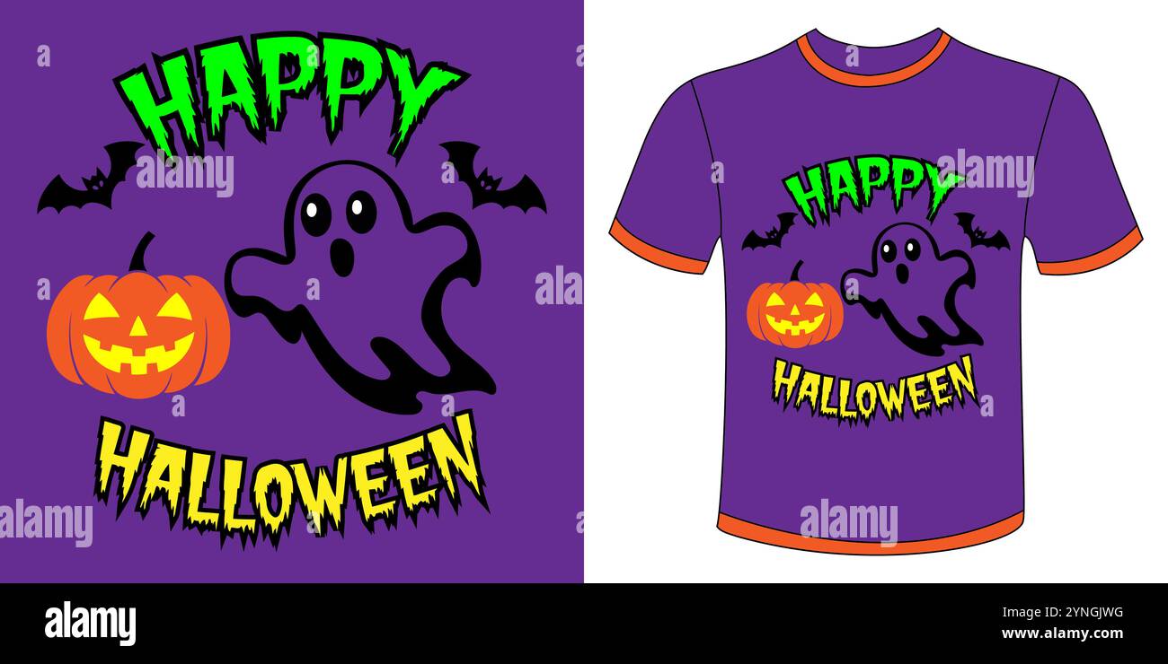 Glückliches Halloween Design, Halloween T-Shirt Kürbis Patch Cutie, gruseliges Halloween, T-Shirt Design Vorlage Vektor Illustration Design Design Design. Stock Vektor