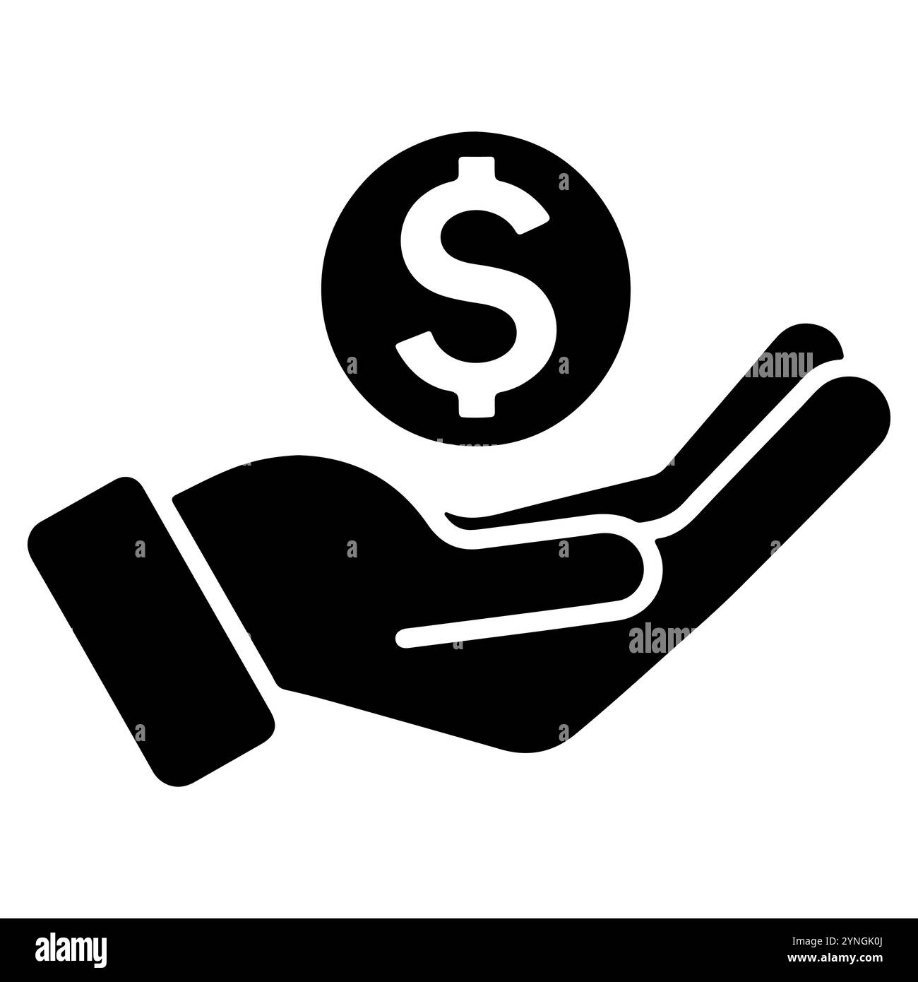 Geld sparen Symbol, Gehaltsgeld, Invest Finance, Hand halten Dollar, Linie Symbol Vektor Illustration Design auf weißem Hintergrund Stock Vektor