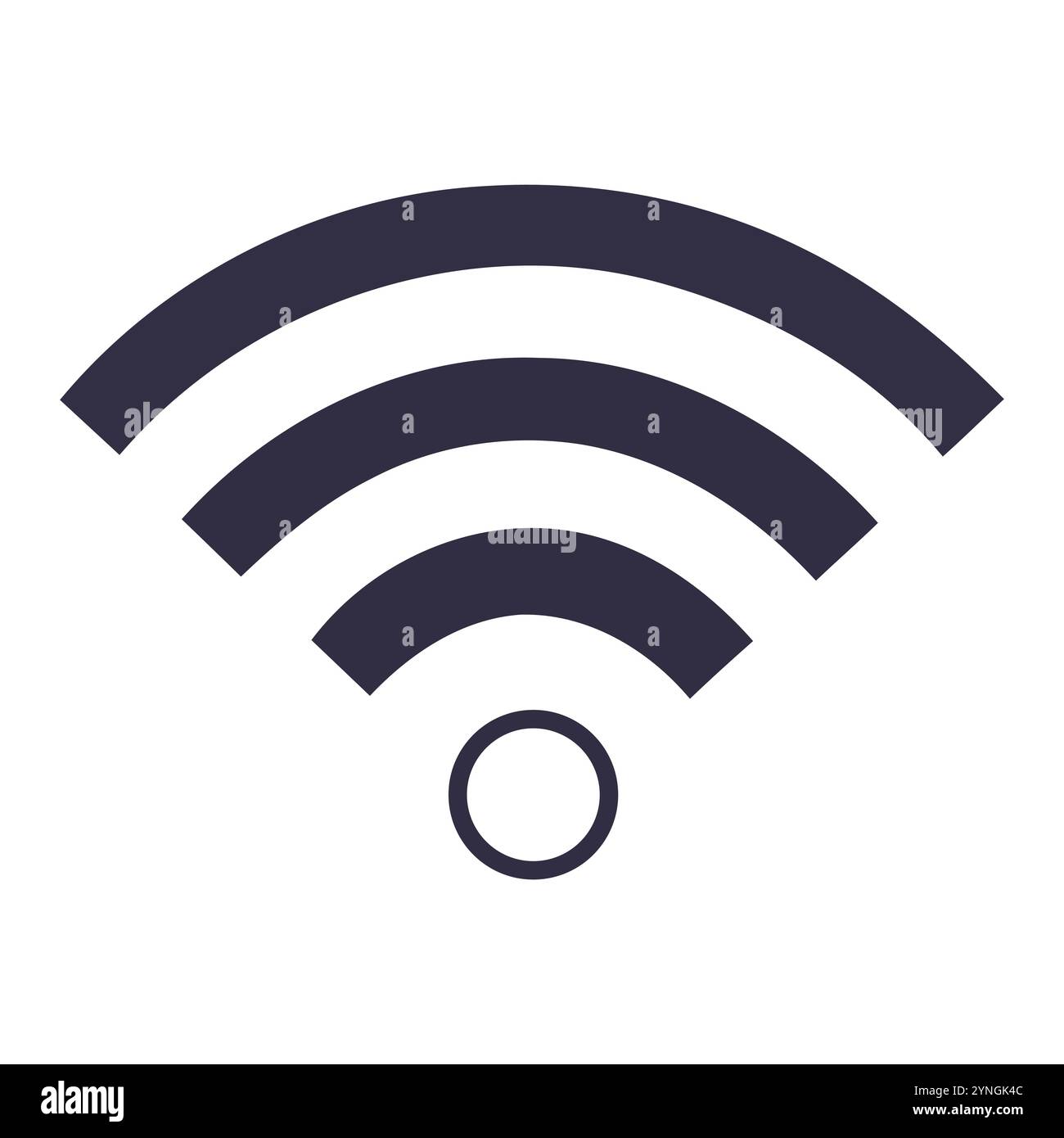 WLAN-Symbol. Kostenloses wlan, Schild mit isoliertem Symbol. Signalzeichen und Symbol. Öffentliches wlan-Gebiet, durchgehend gekennzeichnet. WLAN-Symbol WLAN-Internetschild auf weißem Hintergrund. Stock Vektor