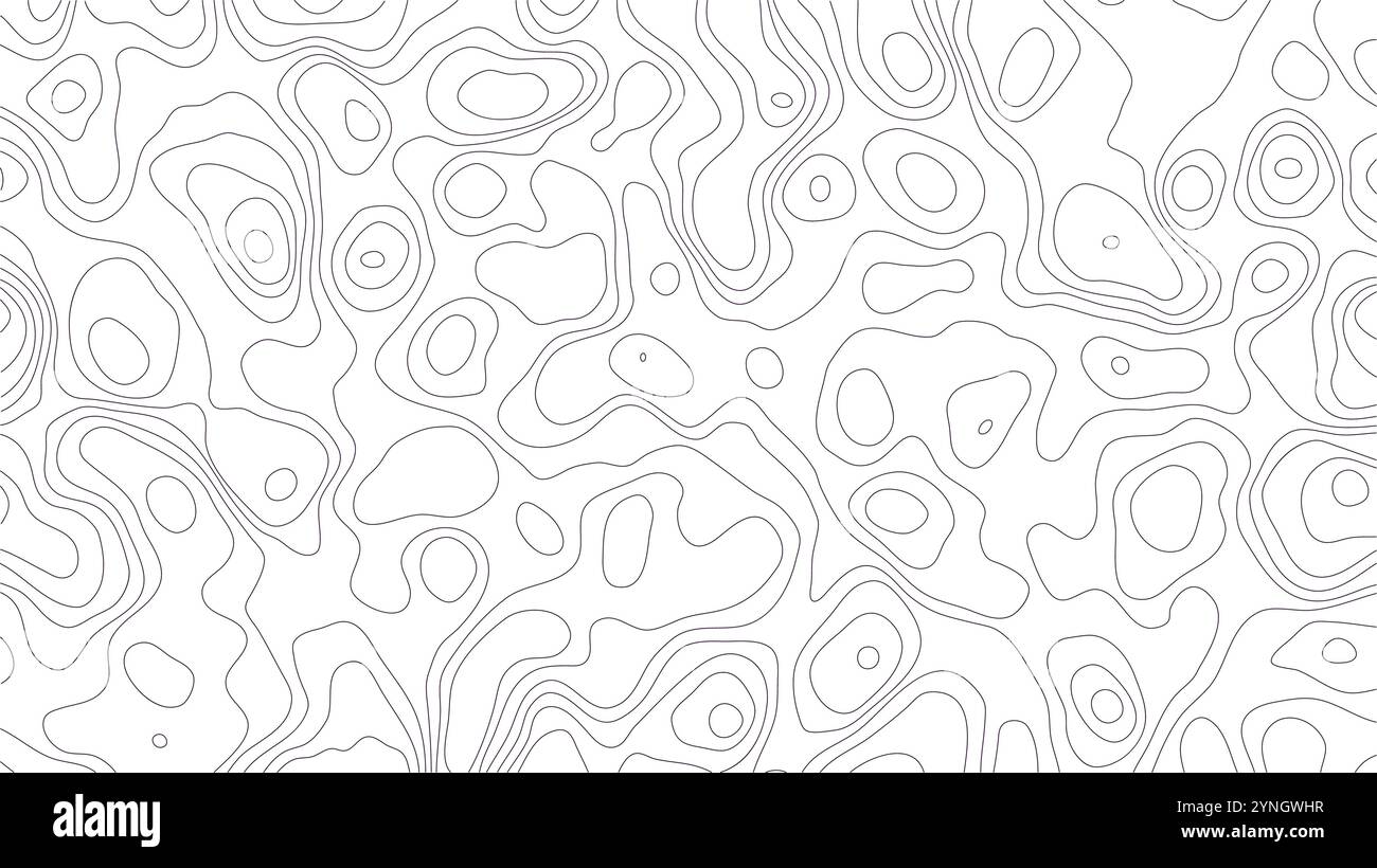 Abstrakter Hintergrund der topografischen Karte. Skizzieren Sie die kartographische Landschaft. Topographische Reliefkarte auf weißem Hintergrund. Modernes Cover-Design mit wellenförmigen Linien Stock Vektor