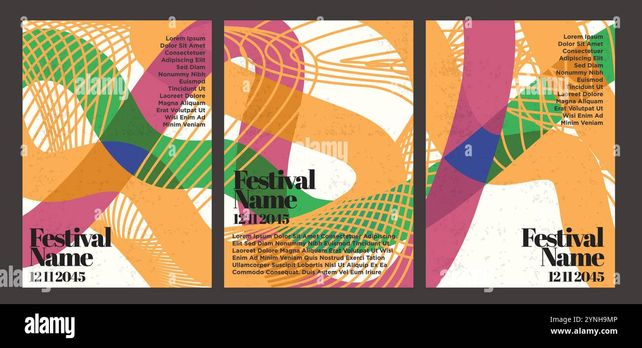 Auffällige Retro-Poster Mit Abstraktem Vektor. Set von Vintage abstrakten Stil Event Poster Vorlage Vektor Illustration Stock Vektor