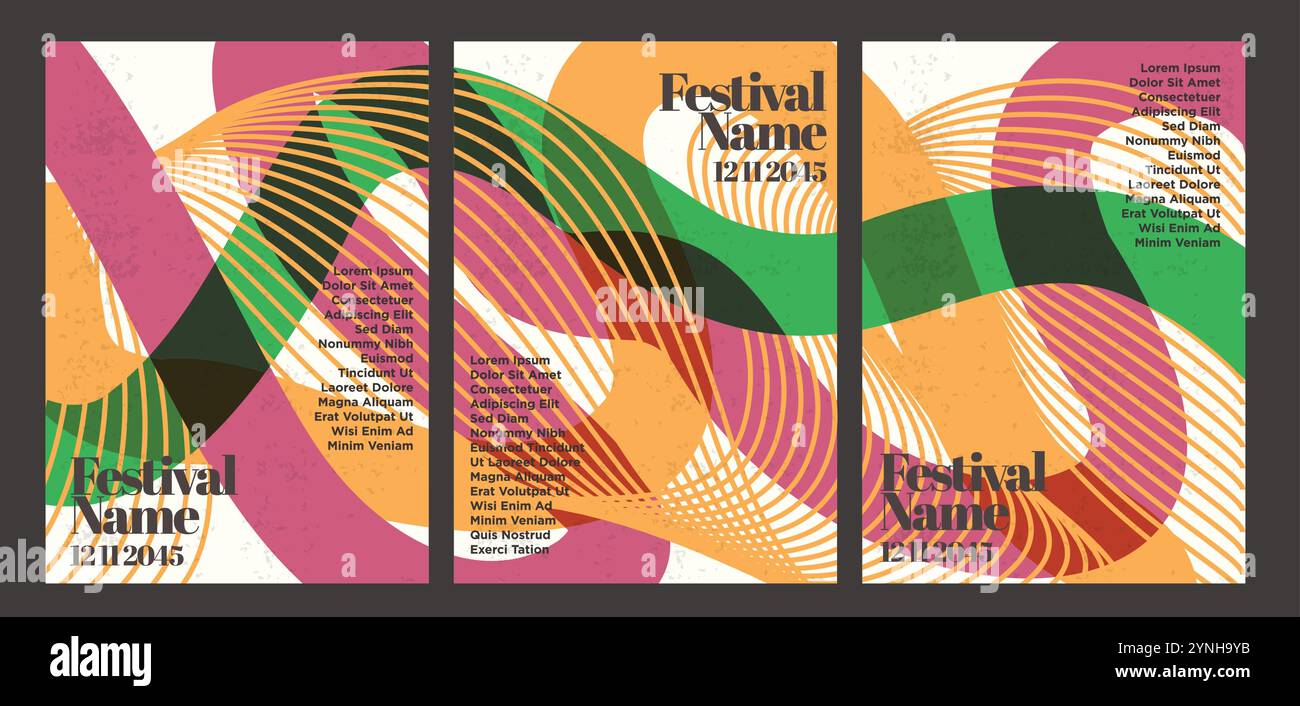Art Déco-Inspirierte Abstrakte Vintage-Poster. Abstrakte Vintage-Poster-Set Vektor-Illustration Stock Vektor