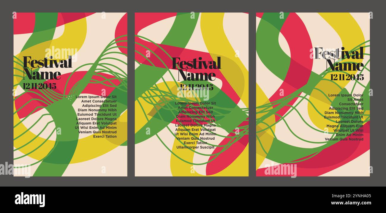 Warm und Bold Retro abstrakte Poster Kunst. Vintage abstrakte Poster Set Vektor Illustration Stock Vektor