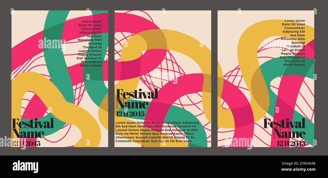 Zeitlose Abstrakte Retro-Poster-Illustrationen. Abstrakte Vintage-Poster-Set Vektor-Illustration Stock Vektor