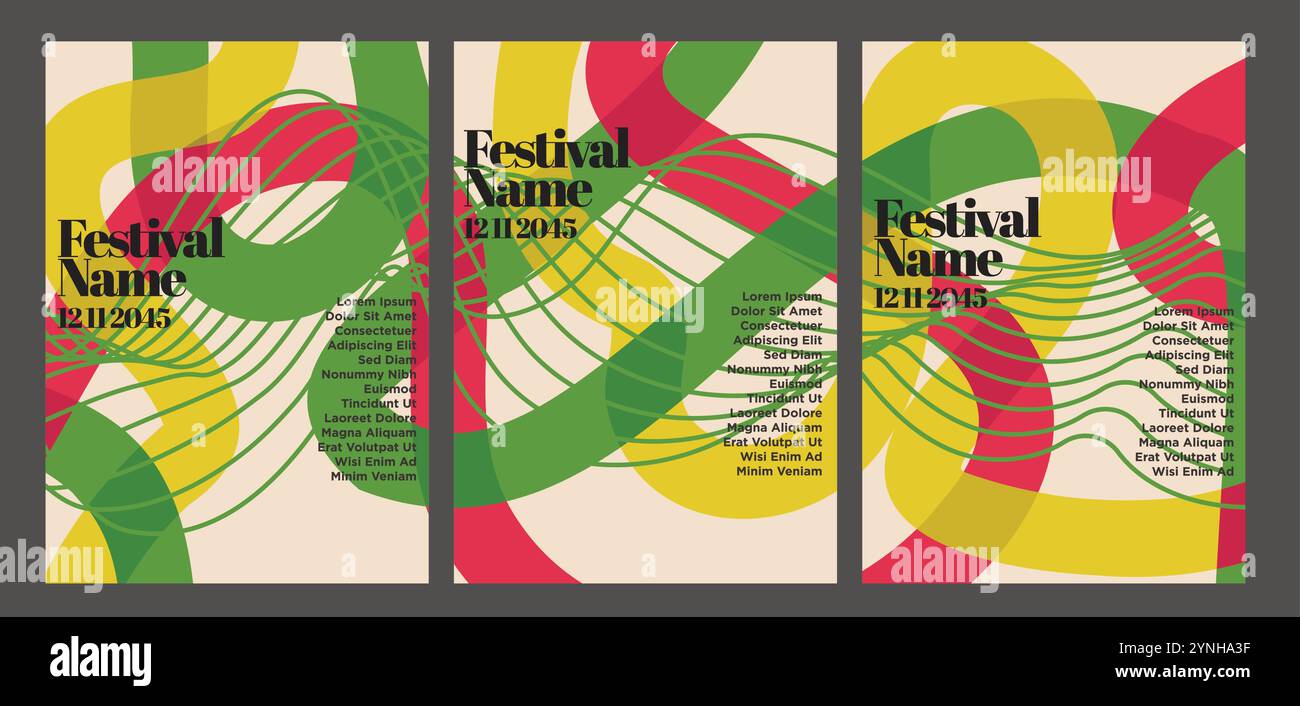 Retro-Poster Im Vintage-Design Mit Strukturiertem Design. Abstrakte Vintage-Poster-Set Vektor-Illustration Stock Vektor