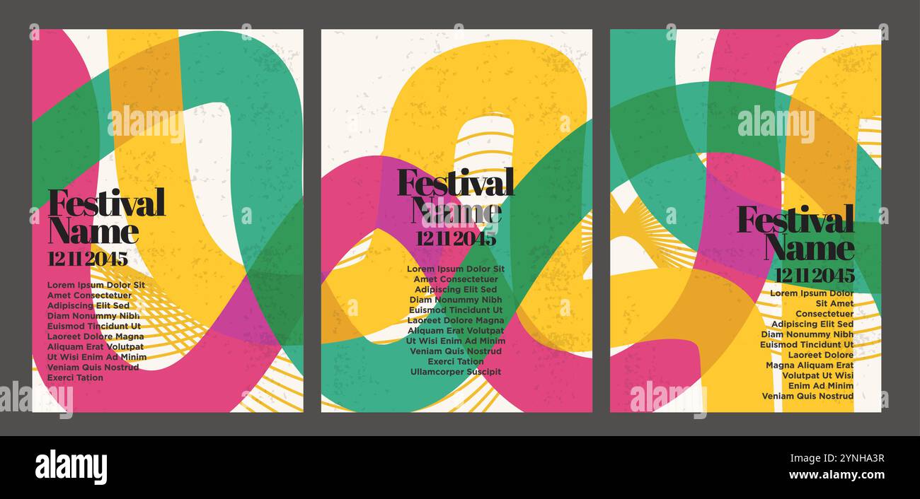 Classic Retro Lines – Abstraktes Posterset. Abstrakte Vintage-Poster-Set Vektor-Illustration Stock Vektor