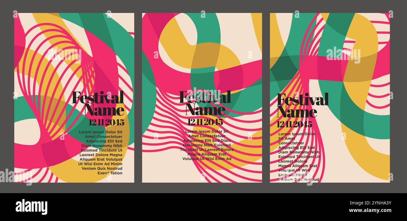 Nostalgisch gemusterte Vintage Poster Art. Vintage abstrakte Poster Set Vektor-Illustration Stock Vektor