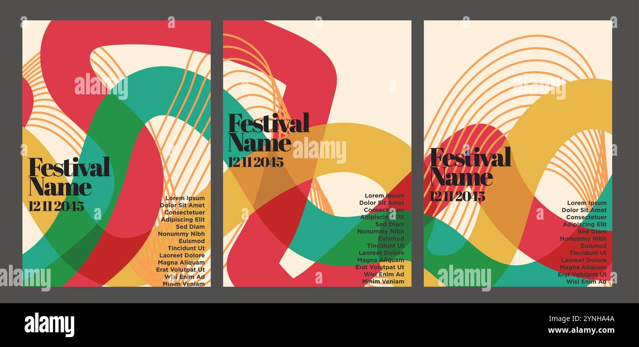 Abstrakte Vintage-Poster Im Retro-Stil. Abstrakte Vintage-Poster-Set Vektor-Illustration Stock Vektor