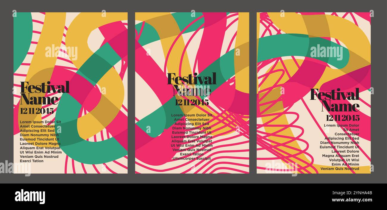 Vintage-Poster Mit Abstraktem Vintage-Poster. Abstrakte Vintage-Poster-Set Vektor-Illustration Stock Vektor