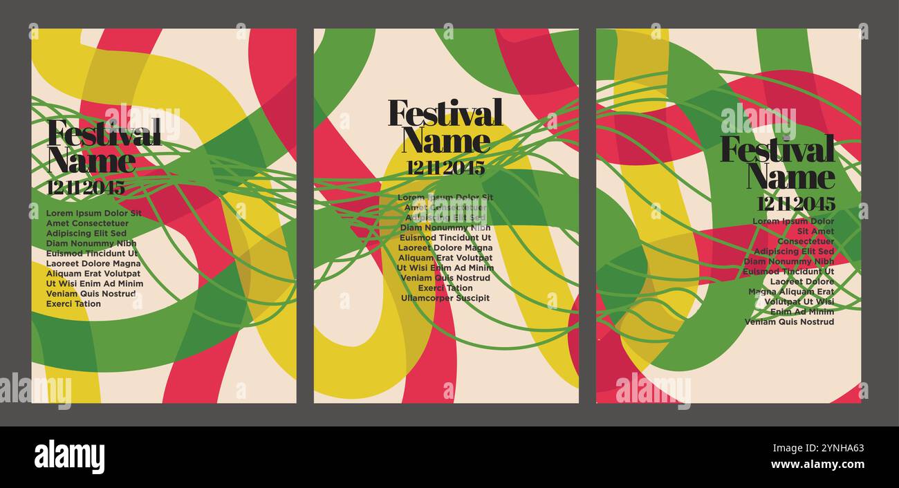 Retro-Vintage-Poster Mit Abstraktem Minimalistischem Design. Abstrakte Vintage-Poster-Set Vektor-Illustration Stock Vektor