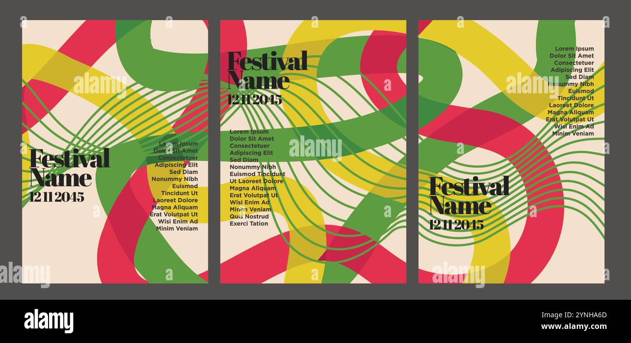 Farbenfrohe Retro-Poster-Serie. Abstrakte Vintage-Poster-Set Vektor-Illustration Stock Vektor