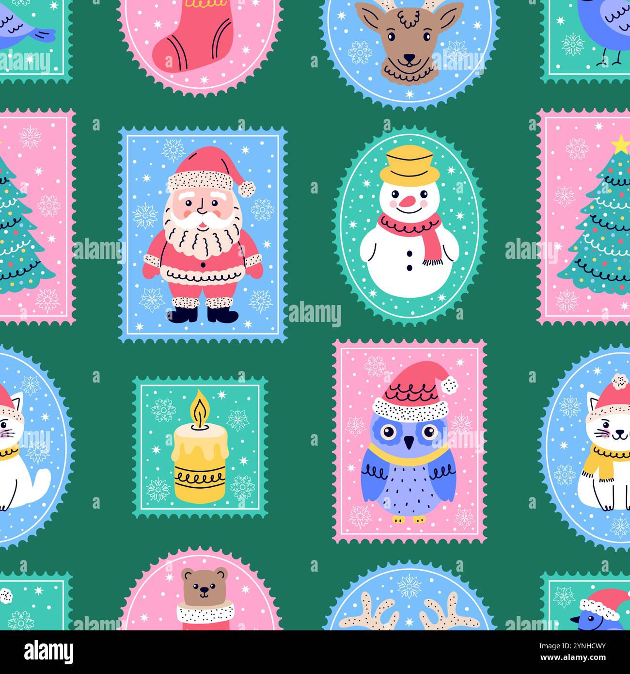 Nahtloses Muster mit Briefmarken Stock Vektor