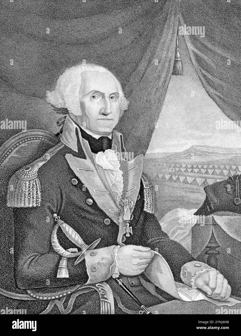 Seine exzellenz George Washington lieut. Genl. Von den Armeen der Vereinigten Staaten von Amerika, um 1800 - Gravur. F. Bartoli Pinx Stockfoto