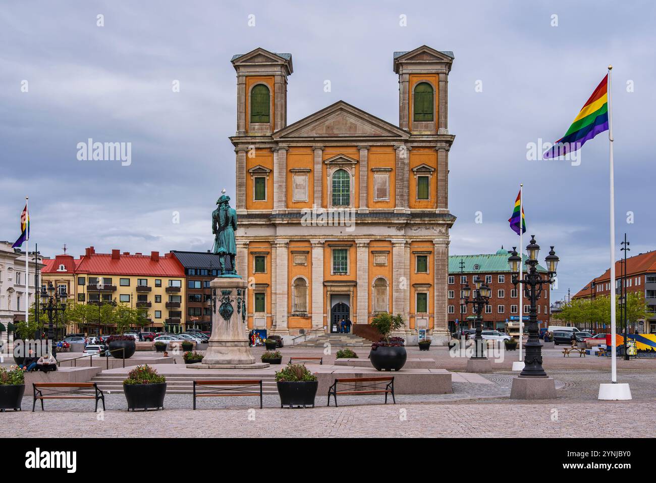 Die Fredrikskirche (Fredrikskyrkan) auf dem Stortorget, dem Haupt- oder Marktplatz, in der historischen Innenstadt von Karlskrona, Blekinge län, Schwe Stockfoto