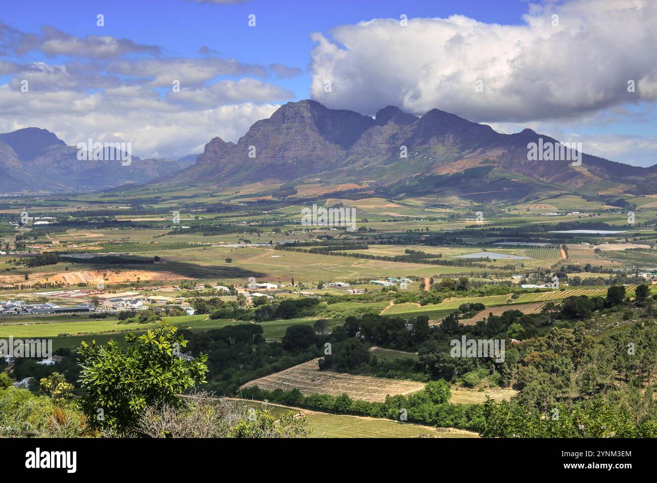 Die Stadt Paarl in den Kap Winelands am Fuße der Drakenstein Berge in Südafrika. Stockfoto